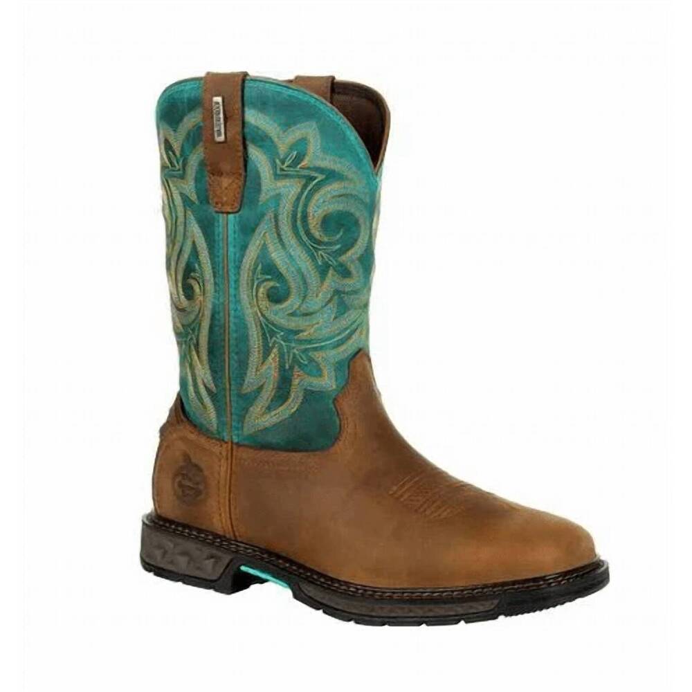 NEW GEORGIA BOOT women's carbo-tec lt waterproof pull-on boot in green/brown